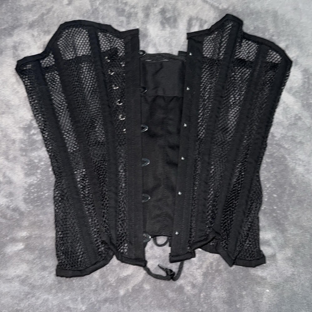 Overbust Black Mesh Corset Size 22 - Picture 3 of 4